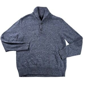 J Crew Sweater Mens L Blue Henley Pullover Buttons Lambswool Blend Casual Preppy